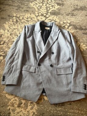 Double-Breasted Pale Blue Blazer